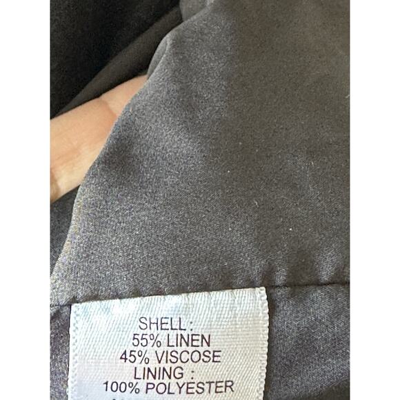 Halston Vest Black Button Pockets Linen Blend Collared large - Picture 4 of 11